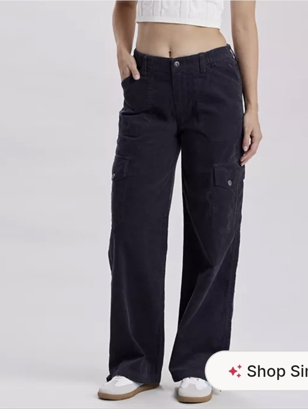 Unionbay Women Corduroy Cargo Straight Leg Black Pants Size 7/28W